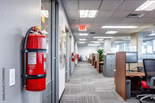 Fire extinguisher on office wall