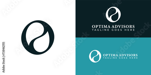Abstract initial letter O or OO logo in deep green color presented with multiple white and blue background colors. The logo is suitable for beauty business logo design inspiration template
