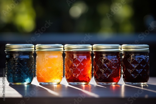 jars containing various flavors of homemade jam
