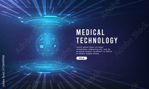 Healthcare technology and medical innovation digital technology background. Medical, science and technology concepts. Abstract futuristic design. Vector illustration.