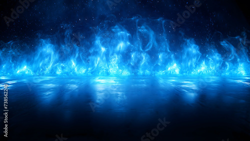 Burning blue flames and reflection, Blue Energy