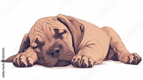 sleeping dog illustration great danes, peacefully cute and serene, cozy and dreamy