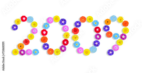 number written on white background with colorful flowers, Graphic, Illustration