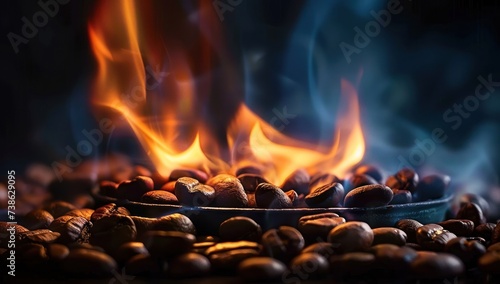 Roasting coffee beans capturing essence of rich aroma and taste close up view of transformation from green to brown art of turning raw beans into beverage for espresso cappuccino and morning coffee