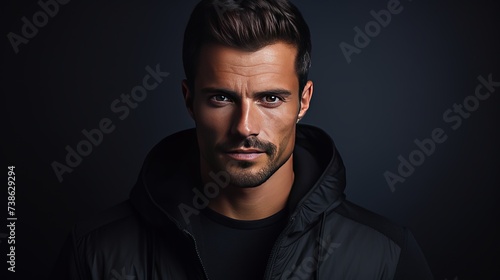 Portrait od handsome man in studio on dark background