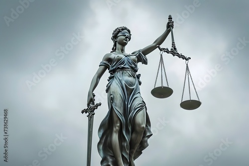 statue of justice holding scales and sword flowing dress eyes blindfolded