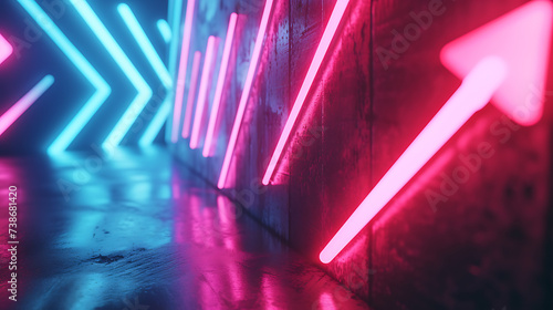 The dynamic movement of neon arrows going in different directions, creating a visually captivating and futuristic composition.