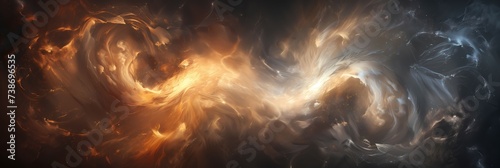 Abstract Cosmic Energy Background with Swirling Golden and Silver Dust, Dynamic Flow of Particles, Space Nebula Concept