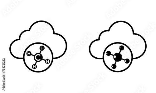 cloud with methane molecule structure icon vector