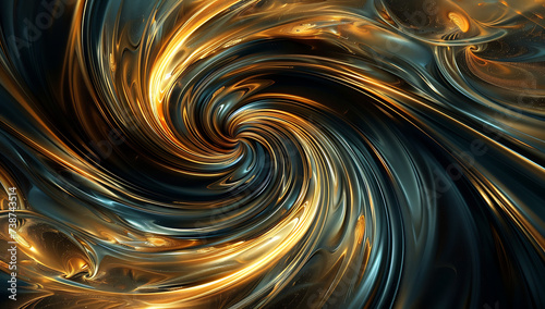 a gold yellow swirl on black background in the style 