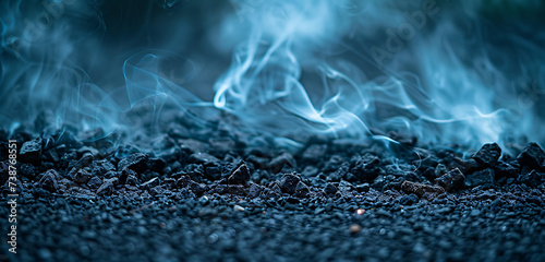 close up of smoke from a black dirt background in the