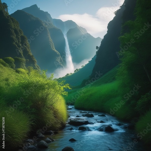 beautiful waterfall in the forest beautiful waterfall in the forest mountain river in the mountains