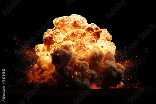 fire nuclear explosion , isolated on black background