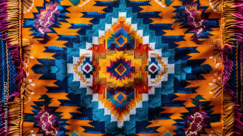 Colorful , peruvian rug textile.