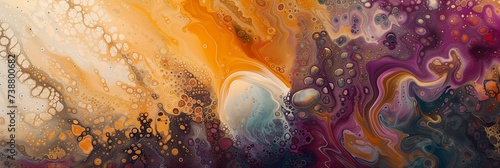 Vibrant Abstract Fluid Art Background with Swirling Orange and Purple Hues Depicting Creativity and Imagination