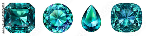 Blue-Green Alexandrite Gemstone clipart collection, vector, icons isolated on transparent background
