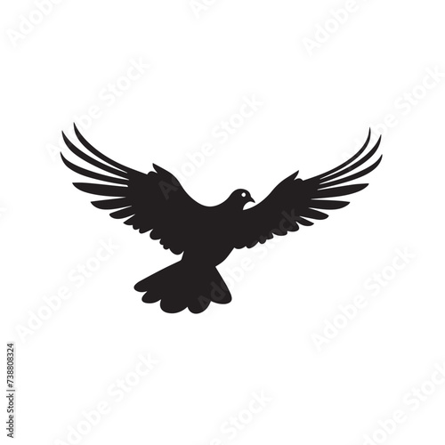 silhouette of flying pigeon