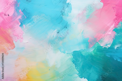 A bright blue, pink and green painted background