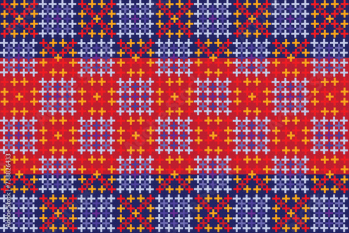 illustration pattern of the crass color on red and blue background.