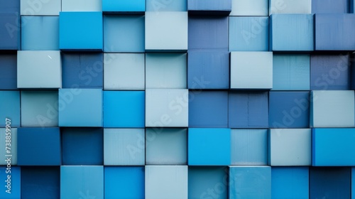 Blue Square Grid Pattern Close-Up Minimalist Background
