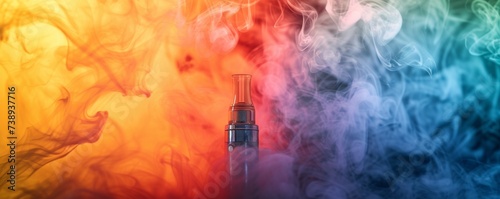 Abstract colorful vape. Electronic cigarette with smoke