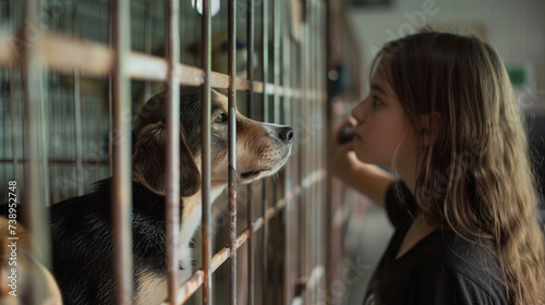 A teenager volunteering at a local animal shelter, advocating for the rights and welfare of animals, guided by the compassion and empathy of Indigo children towards all living bein