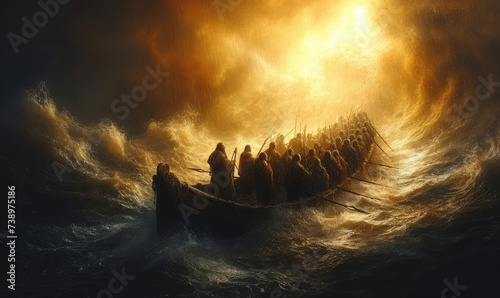 Ocean opening in biblical event of Moses. Opening of the Red Sea.