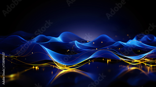 Mesmerizing Blue and Gold Energy Flow. The image showcases a stunning blue and gold light interaction, perfect for dynamic backgrounds or abstract concepts in design.