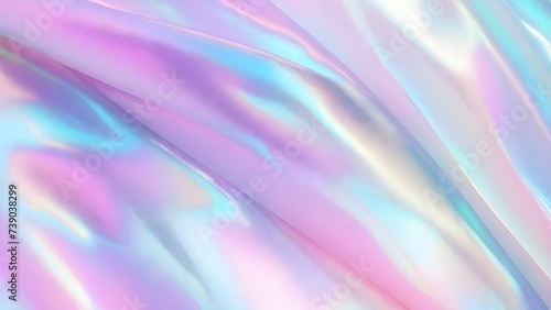 Holographic Iridescent fabric background. Shiny mother of pearl fabric, bright multi-colored fabric