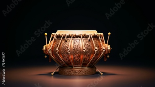 Indian traditional percussion instrument created by hand Dholak