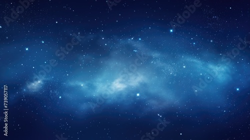 Blue space background with stars and clouds. Generative AI.