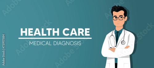 heath care medical diagnosis doctor with stethoscope vector poster