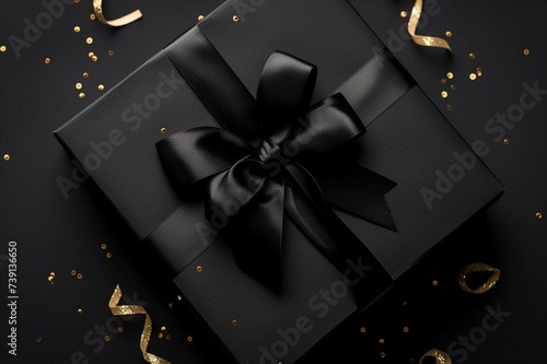 Ein edel verpacktes schwarzes Geschenk 