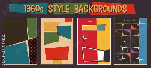 1960s Style Backgrounds. Color Templates for 60s Party, Event Posters, Invitations 