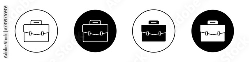 Case Icon Set. Briefcase Business bag Vector Symbol in a Black Filled and Outlined Style. Office Professional Bag Carrier Sign.