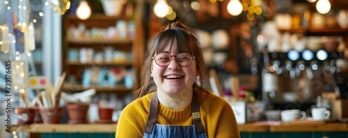 Down Syndrome entrepreneur running a successful cafe community hub of joy