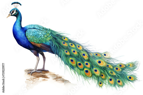 water color peacock isolated on the transparent background.