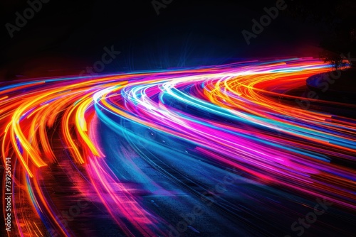 Futuristic technology background with glowing lines abstract illustration of speed and motion representing fast paced digital connectivity and data flow ideal for concepts to internet transportation