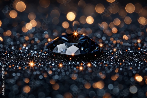 Diamond on black background with bokeh effect for Jewel Day