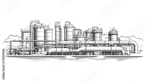 Abstract sewage treatment plant with engineering details representing wastewater projects. simple Vector art