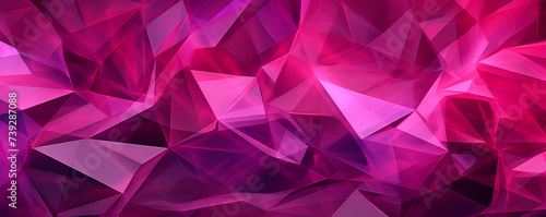3d render, abstract magenta crystal background, faceted texture, wide panoramic polygonal wallpaper