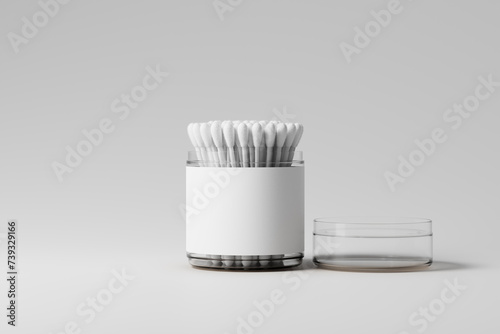 Cotton Swab Packaging MockupsClear plastic cotton swab packaging container mockups