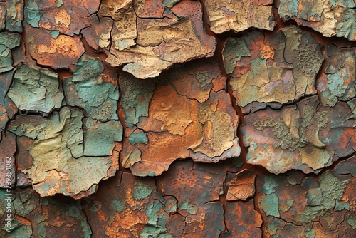 Close-up of a rusty metal surface with peeling paint