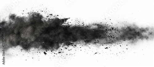 Eerie black smoke billowing on a clean and bright white background