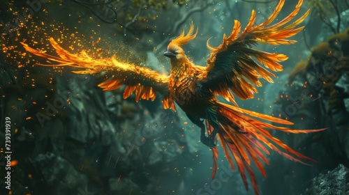 A creature phoenix with wings that resemble a phoenixs