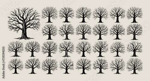 Collection of nature dead tree silhouette design