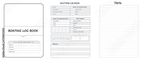 Editable Boating Log Book planner Kdp Interior printable template Design.