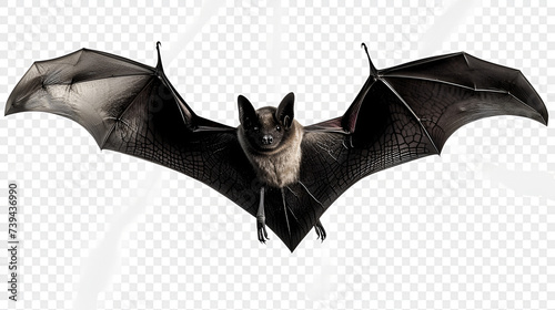 Bat in flight. Wing flap. Isolated transparent background, Creepy bat in flight. Open mouth. Wing flap. Isolated transparent background. Generative Ai