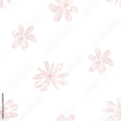 Seamless pastern pink flower watercolour illustration hand drawn.