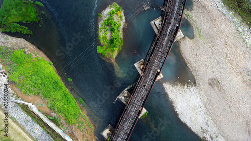 Aerial View Train Track River